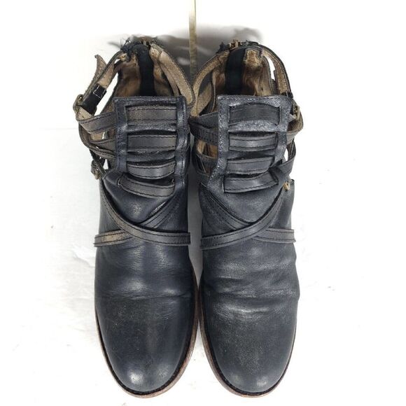 Freebird By Steven Women's Stair US8M Distressed Brown Leather Strappy Booties - Picture 3 of 12